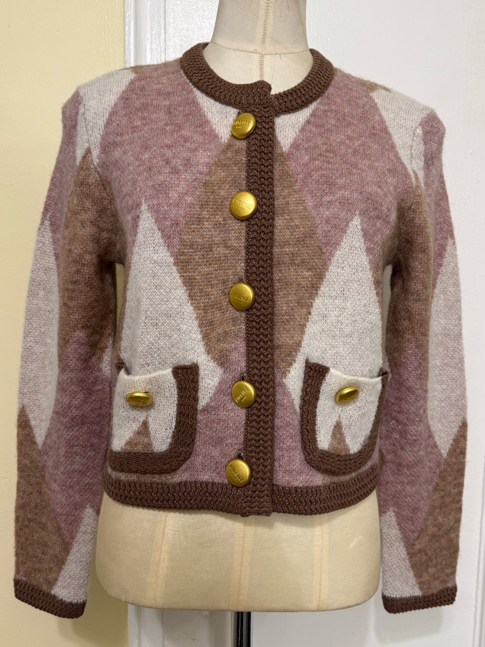 L'AGENCE 
Siobhan Fuzzy Argyle Cardigan - Picture 7 of 16